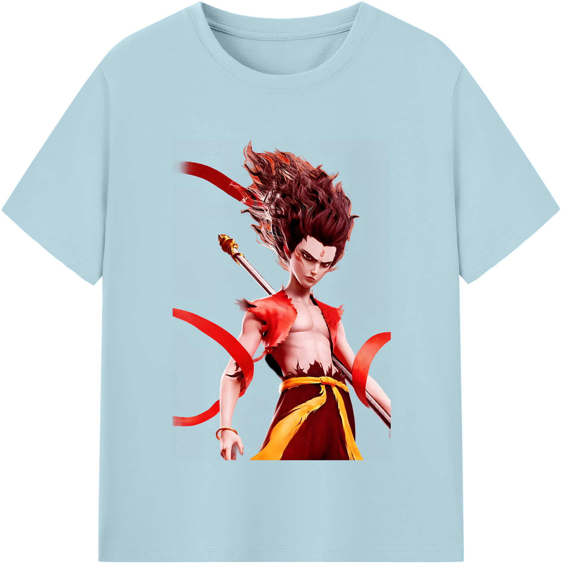 （画像用） Ne Zha 2 ナタ 魔童の大暴れ 綿100％半袖Tシャツ（フロントプリント）